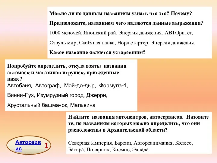 Можно ли по данным названиям узнать что это? Почему? Предположите,