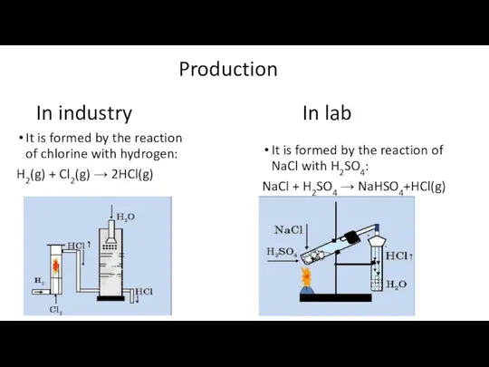 Production It is formed by the reaction of chlorine with