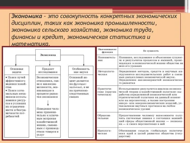 Экономика – это совокупность конкретных экономических дисциплин, таких как экономика