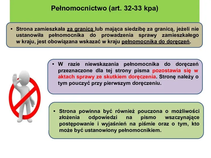 Pełnomocnictwo (art. 32-33 kpa) Strona zamieszkała za granicą lub mająca