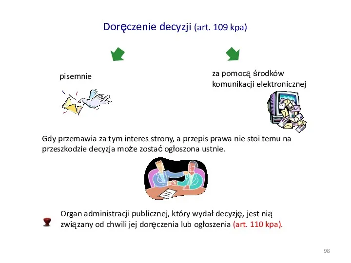 Doręczenie decyzji (art. 109 kpa) pisemnie za pomocą środków komunikacji