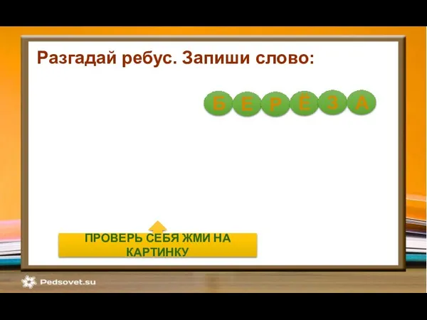 Разгадай ребус. Запиши слово: Б Е Р Ё З А