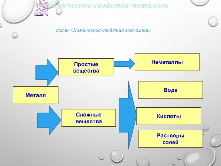 Химические свойства металлов схема «Химические свойства металлов» Металл Простые вещества