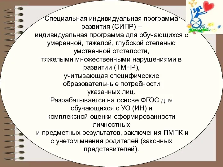 Специальная индивидуальная программа развития (СИПР) – индивидуальная программа для обучающихся