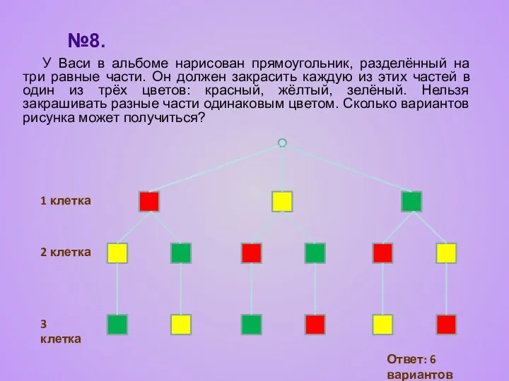 №8. У Васи в альбоме нарисован прямоугольник, разделённый на три