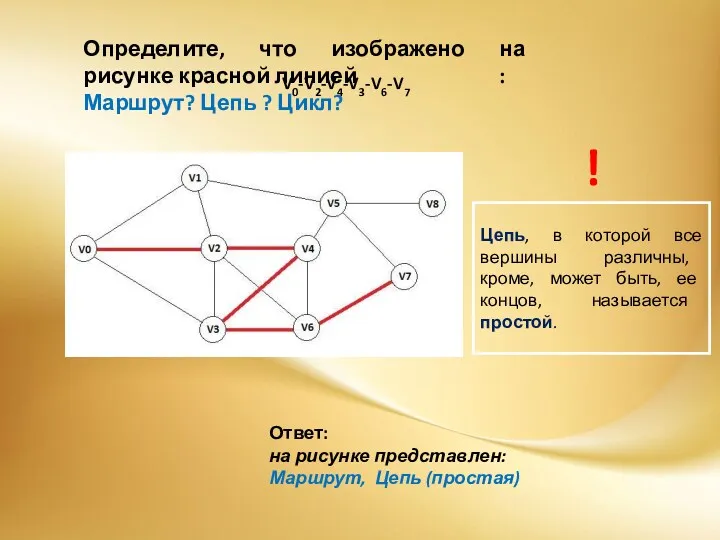 Определите, что изображено на рисунке красной линией : Маршрут? Цепь