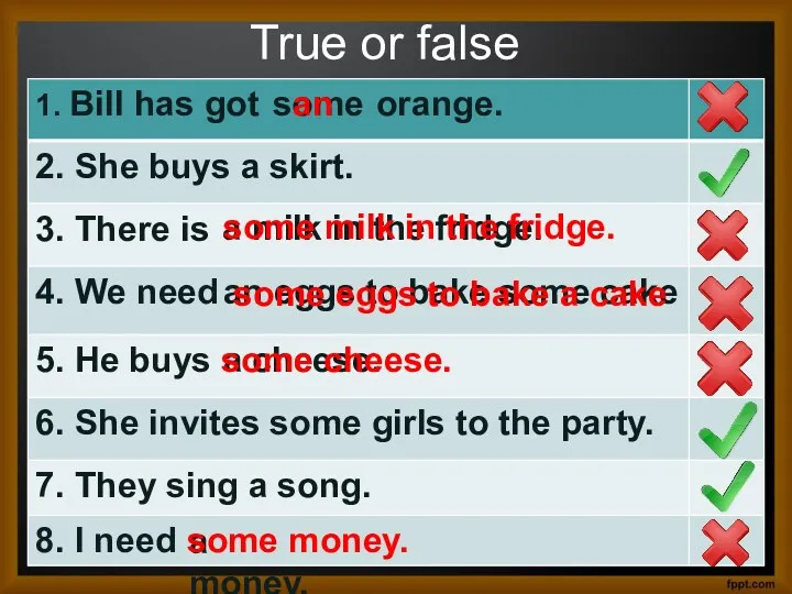 True or false some a milk in the fridge. an