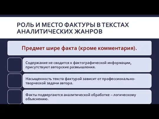 РОЛЬ И МЕСТО ФАКТУРЫ В ТЕКСТАХ АНАЛИТИЧЕСКИХ ЖАНРОВ