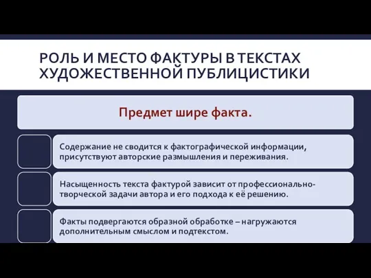 РОЛЬ И МЕСТО ФАКТУРЫ В ТЕКСТАХ ХУДОЖЕСТВЕННОЙ ПУБЛИЦИСТИКИ