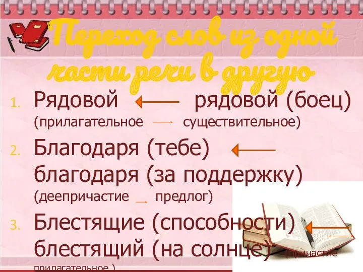 Переход слов из одной части речи в другую Рядовой рядовой