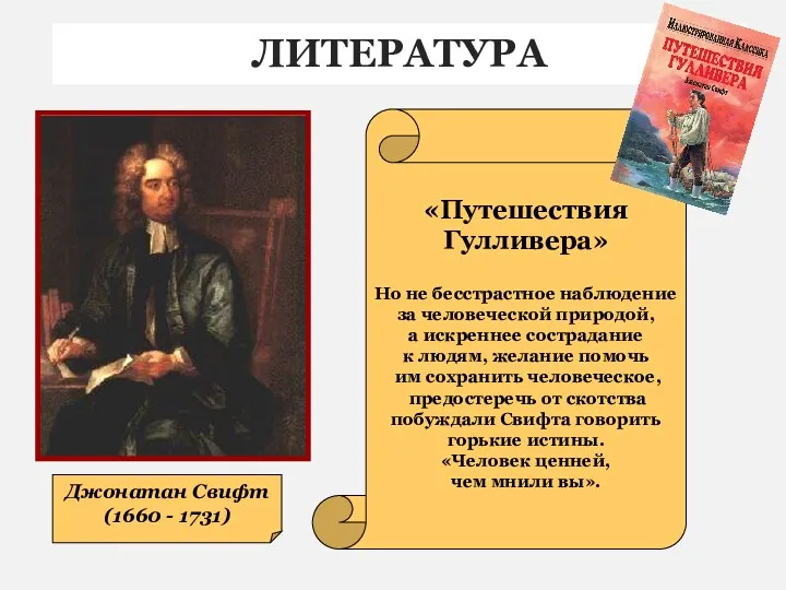 ЛИТЕРАТУРА Джонатан Свифт (1660 - 1731) «Путешествия Гулливера» Но не