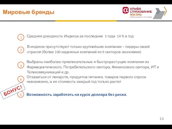 Средняя доходность Индекса за последние 3 года 14 % в