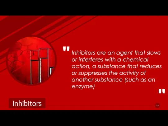 Inhibitors are an agent that slows or interferes with a