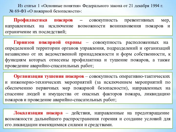 Гарнизон пожарной охраны – совокупность расположенных на определенной территории органов