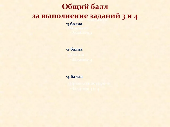 Общий балл за выполнение заданий 3 и 4 9 баллов