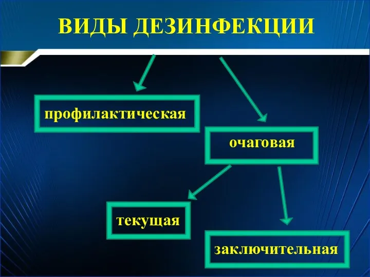 ВИДЫ ДЕЗИНФЕКЦИИ профилактическая очаговая текущая заключительная