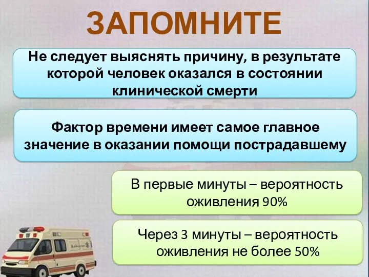 ЗАПОМНИТЕ Не следует выяснять причину, в результате которой человек оказался