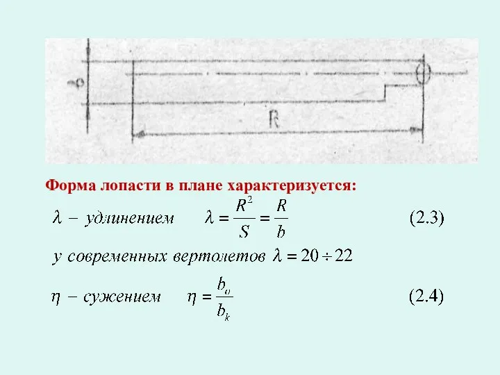 Форма лопасти в плане характеризуется: