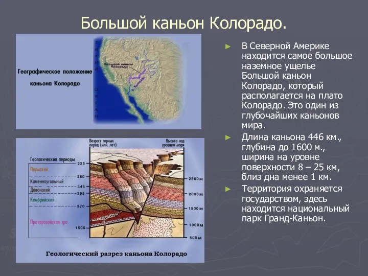 Большой каньон Колорадо. В Северной Америке находится самое большое наземное