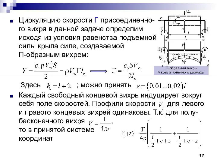 Циркуляцию скорости Г присоединенно- го вихря в данной задаче определим