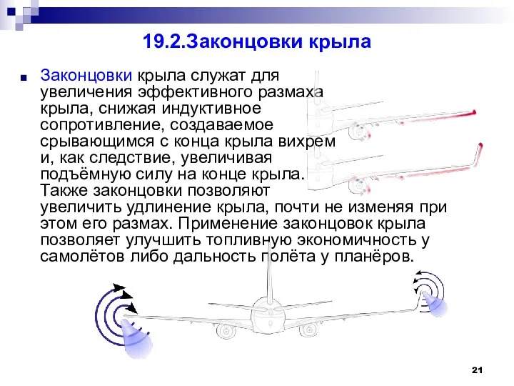 19.2.Законцовки крыла Законцовки крыла служат для увеличения эффективного размаха крыла,