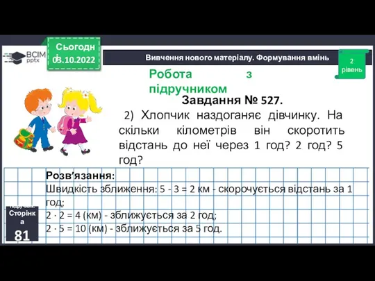 03.10.2022 Сьогодні Вивчення нового матеріалу. Формування вмінь Завдання № 527.