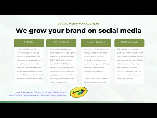 We grow your brand on social media TheSoul will be re-editing / re-formatting