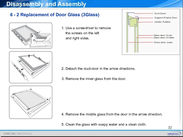 6 - 2 Replacement of Door Glass (3Glass) Disassembly and