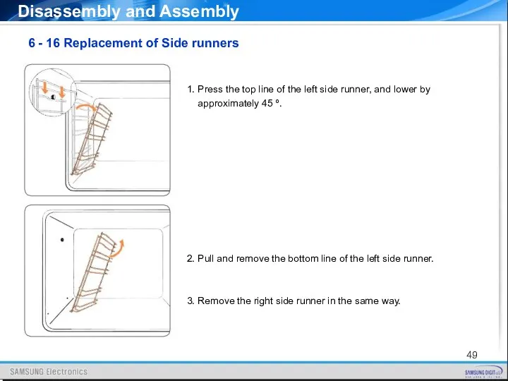 6 - 16 Replacement of Side runners Disassembly and Assembly