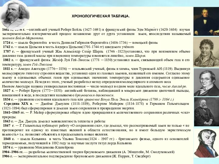 ХРОНОЛОГИЧЕСКАЯ ТАБЛИЦА. 1662 г., 1676 г. —английский ученый Роберт Бойль