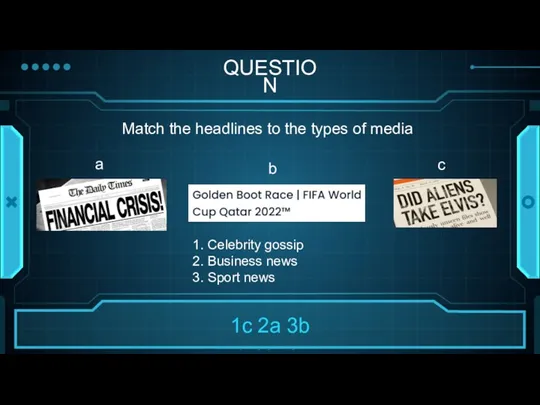 QUESTION Match the headlines to the types of media 1.