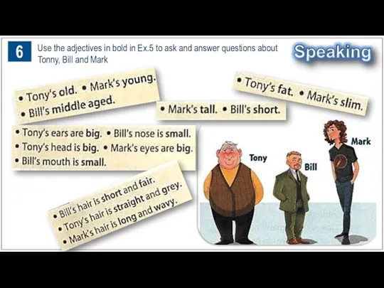 6 Use the adjectives in bold in Ex.5 to ask