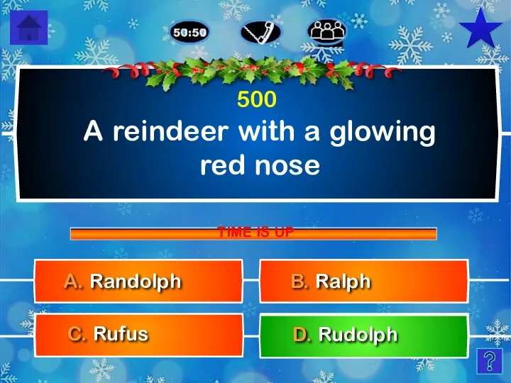 A reindeer with a glowing red nose C. Rufus 500
