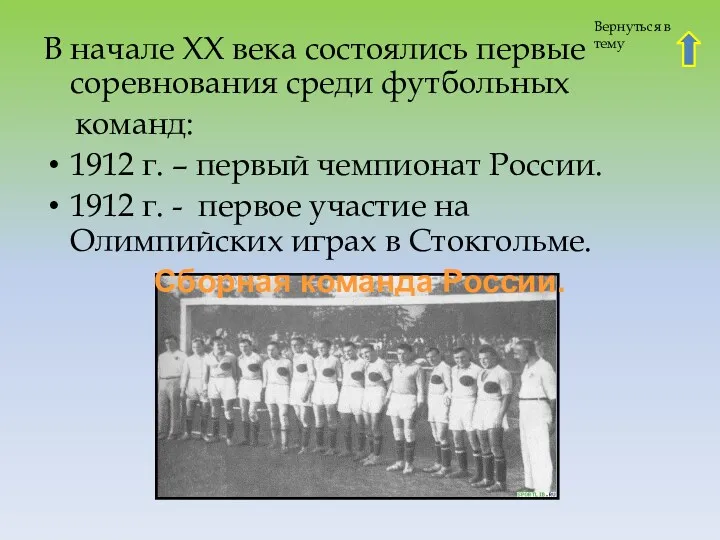 В начале XX века состоялись первые соревнования среди футбольных команд: