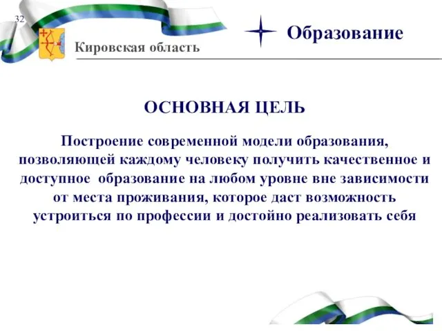 ОСНОВНАЯ ЦЕЛЬ Построение современной модели образования, позволяющей каждому человеку получить