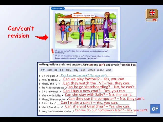 GF Can/can’t revision Can we play football? – Yes, you
