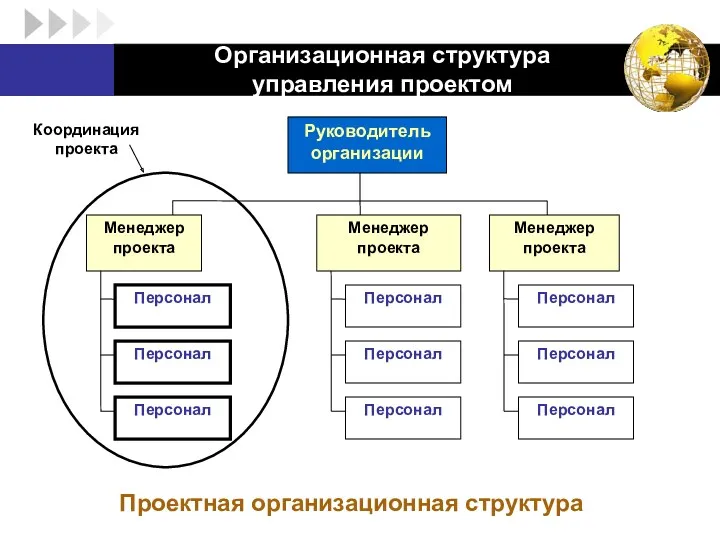 Организационная структура управления проектом Проектная организационная структура
