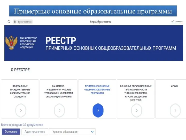 Примерные основные образовательные программы