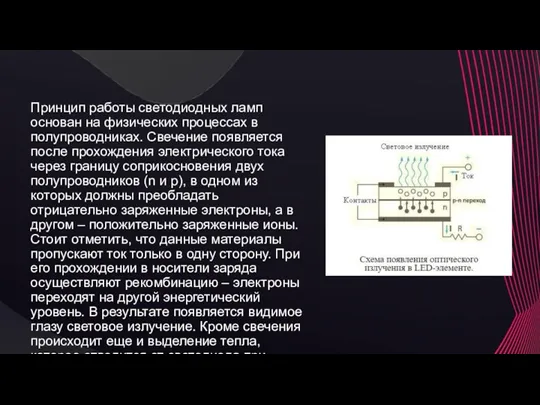 Принцип работы светодиодных ламп основан на физических процессах в полупроводниках.