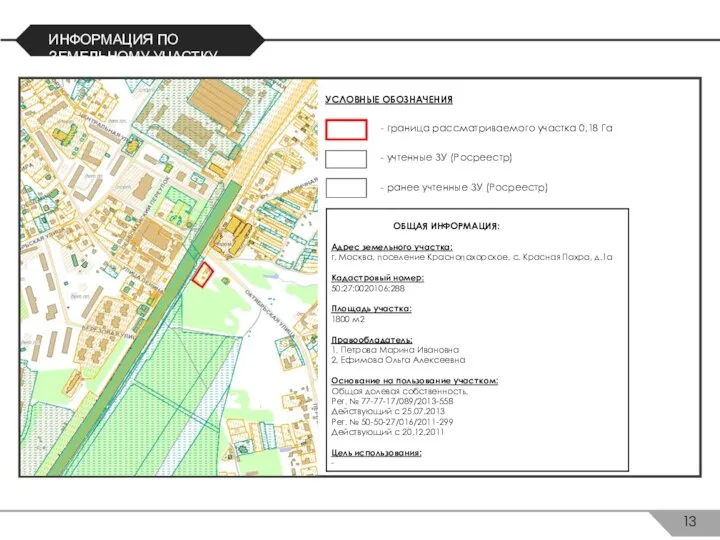ИНФОРМАЦИЯ ПО ЗЕМЕЛЬНОМУ УЧАСТКУ - граница рассматриваемого участка 0,18 Га