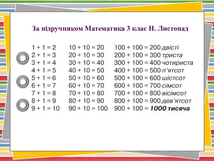 За підручником Математика 3 клас Н. Листопад