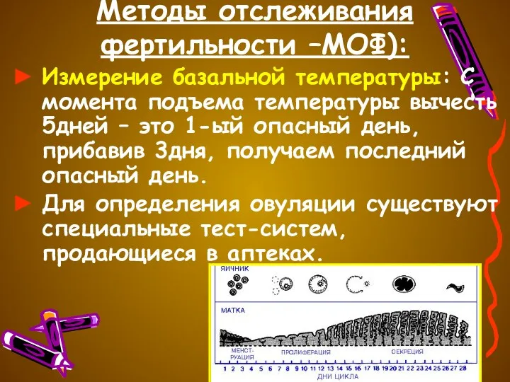 Методы отслеживания фертильности –МОФ): Измерение базальной температуры: С момента подъема