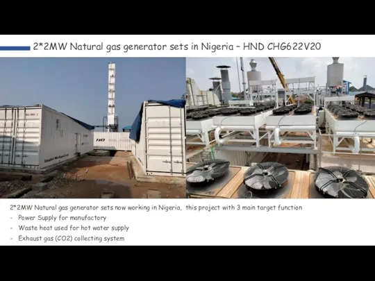 2*2MW Natural gas generator sets in Nigeria – HND CHG622V20