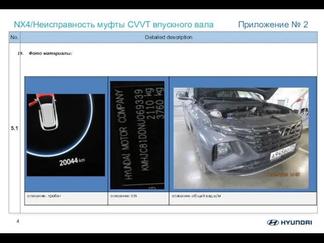 NX4/Неисправность муфты CVVT впускного вала Приложение № 2