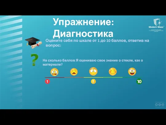 Упражнение: Диагностика Оцените себя по шкале от 1 до 10