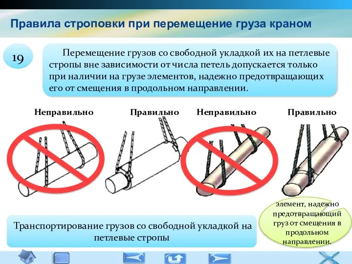 Транспортирование грузов со свободной укладкой на петлевые стропы Перемещение грузов