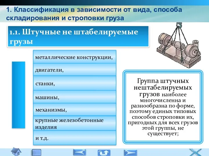 1. Классификация в зависимости от вида, способа складирования и строповки