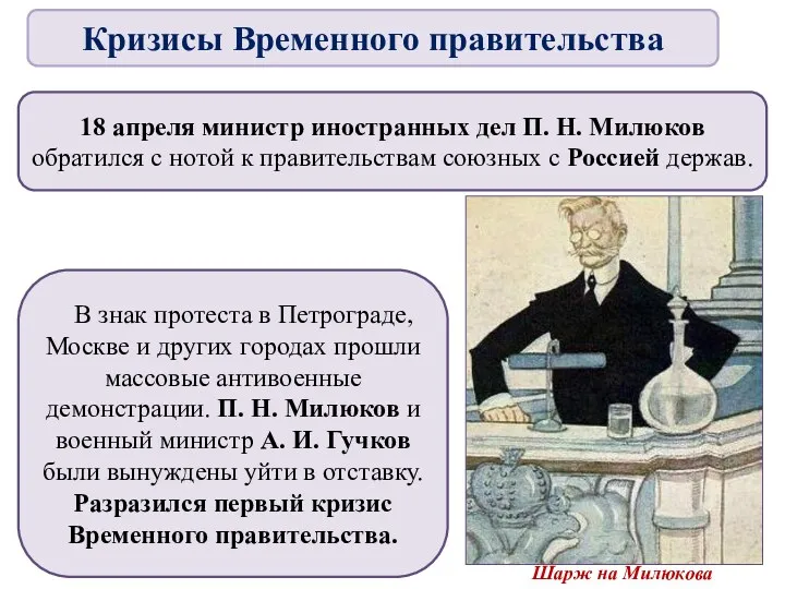 18 апреля министр иностранных дел П. Н. Милюков обратился с нотой к правительствам