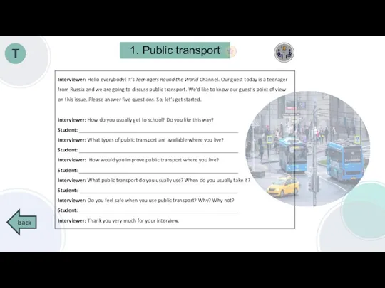 1. Public transport back T