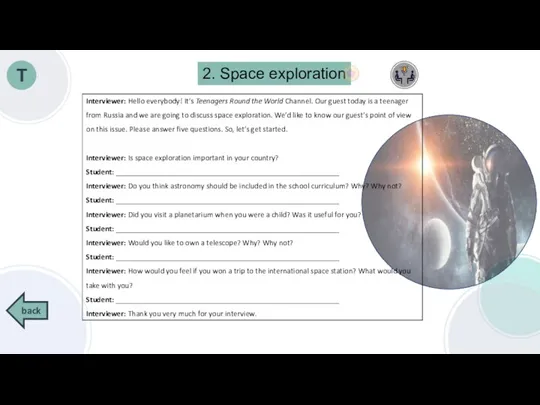 2. Space exploration T back